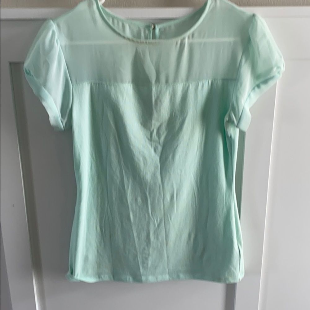 Express mint green sheet panel blouse